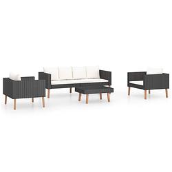 Foto van Vidaxl 4-delige loungeset met kussens poly rattan zwart