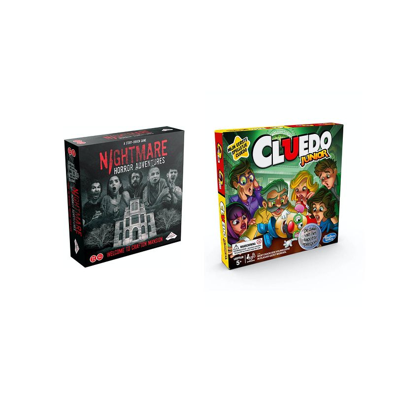 Foto van Spellenset - bordspel - 2 stuks - nightmare horror adventures & cluedo junior