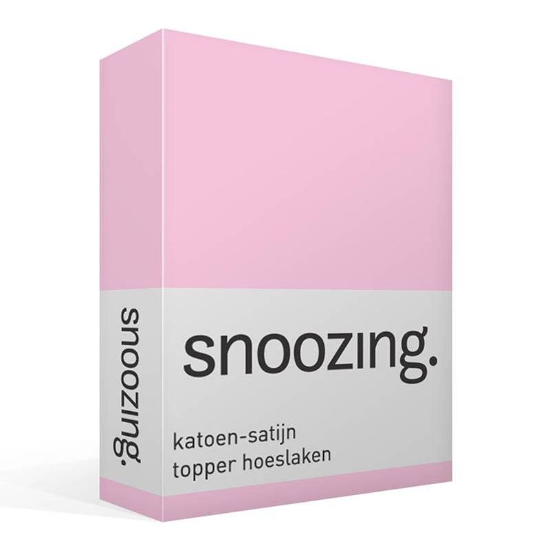 Foto van Snoozing - katoen-satijn - topper - hoeslaken - 100x220 - roze