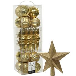 Foto van Decoris 30x st kunststof kerstballen, ornamenten en piek goud - kerstbal
