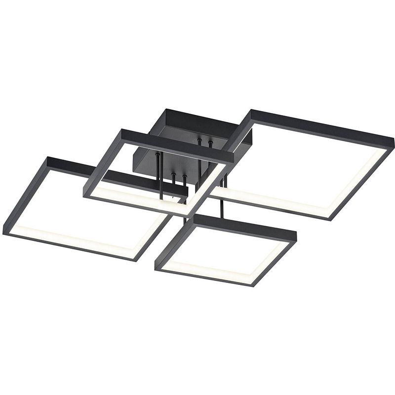 Foto van Led plafondlamp - plafondverlichting - trion soranto - 24w - warm wit 3000k - dimbaar - vierkant - mat zwart - aluminium