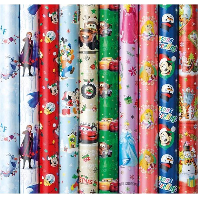 Foto van Disney 2 assortiment cadeaupapier inpakpapier kerstpapier voor kinderen - 200 x 70 cm - 5 rollen