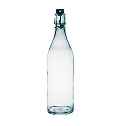 Foto van 1x glazen beugelflessen/weckflessen transparant 1 liter rond - waterflessen/karaffen