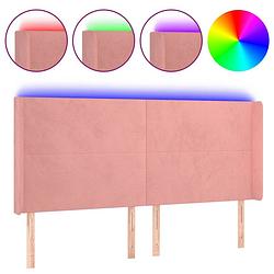 Foto van The living store hoofdbord fluweel led verstelbaar - 163x16x118/128 cm - roze