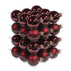 Foto van 36x glazen kerstballen mat/glans bordeaux rood 6 cm - kerstbal