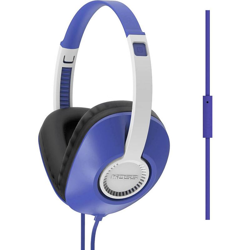Foto van Koss ur23ib over ear koptelefoon kabel hifi blauw noise cancelling headset, volumeregeling