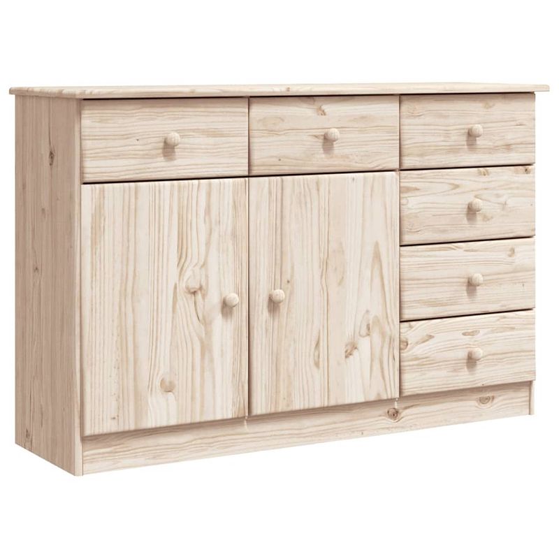 Foto van Vidaxl dressoir alta 112x35x73 cm massief grenenhout