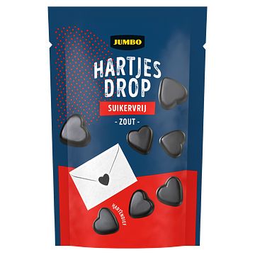 Foto van Jumbo hartjes drop suikervrij zout 100g