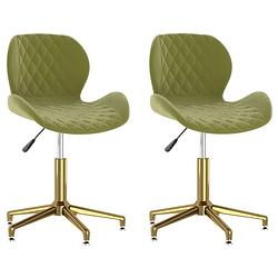 Foto van The living store draaistoelen - eetkamerstoelen - 39x51x(71.5-86.5)cm - fluweel - lichtgroen-goud