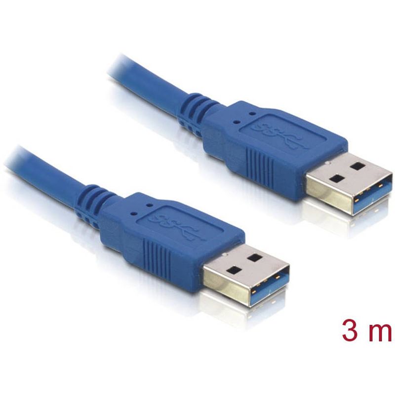 Foto van Delock usb-kabel usb 3.2 gen1 (usb 3.0 / usb 3.1 gen1) usb-a stekker, usb-a stekker 3.00 m blauw vergulde steekcontacten 82536