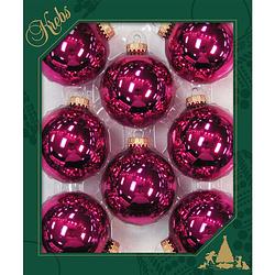 Foto van 16x stuks glazen kerstballen 7 cm cabernet roze glans - kerstbal