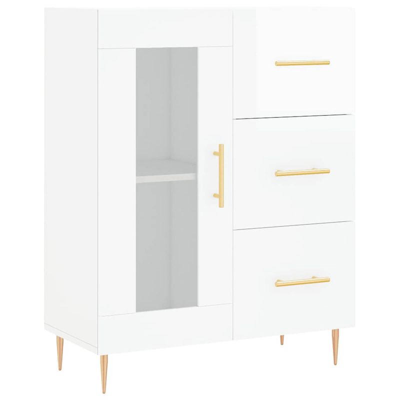 Foto van Vidaxl dressoir 69,5x34x90 cm bewerkt hout hoogglans wit