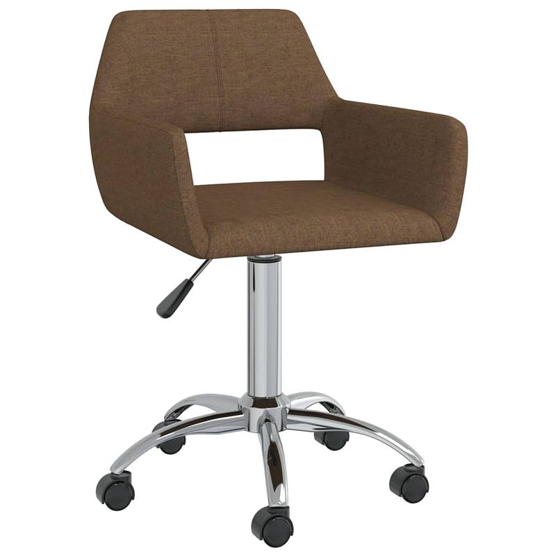 Foto van The living store draaibare eetstoelen - bruin - stof - 52.5 x 53 x (76-88) cm - 360 graden draaibaar