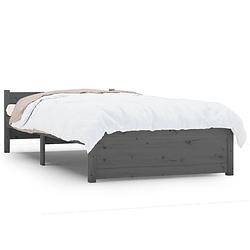 Foto van The living store bedframe - grenenhout - eenpersoons - 205.5 x 105.5 x 51 cm - grijs