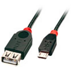 Foto van Lindy usb-kabel usb 2.0 usb-micro-b stekker, usb-a bus 50.00 cm zwart met otg-functie 31935