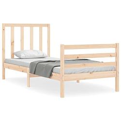 Foto van The living store massief grenen houten bedframe - 205.5 x 105.5 x 100 cm - multiplex lattenbodem