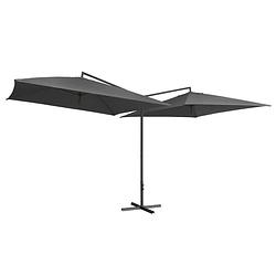 Foto van The living store dubbele parasol antraciet 485x250x260 cm - uv-beschermend en stabiel