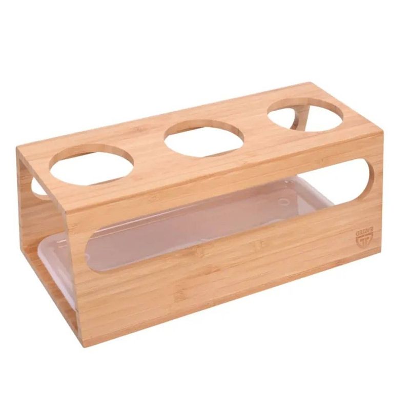 Foto van Orange85 flessenhouder - voor sodastream - 3 flessen - 31x16x12cm - hout