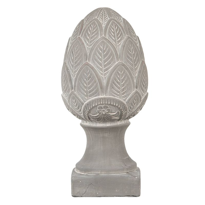 Foto van Clayre & eef decoratie beeld dennenappel ø 16*33 cm grijs steen decoratief figuur decoratieve accessoires