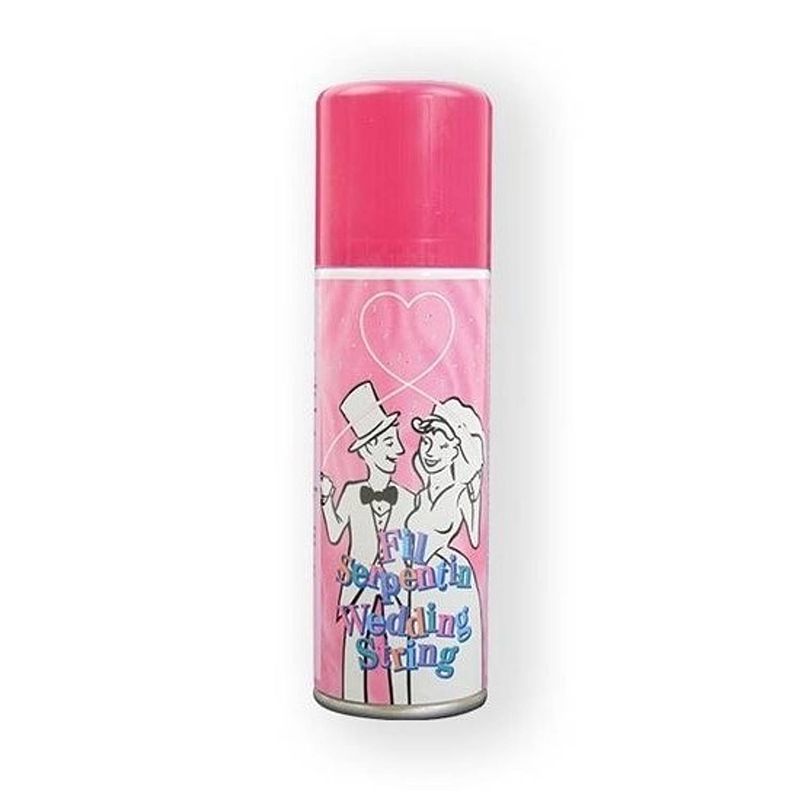 Foto van 3x bruiloft serpentine spray roze 125 ml - serpentines