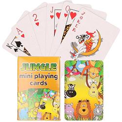 Foto van Mini jungle dieren thema speelkaarten 6 x 4 cm in doosje - kaartspel