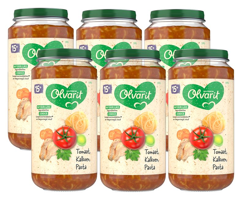 Foto van Olvarit tomaat kalkoen pasta 15+ maanden 250g bij jumbo