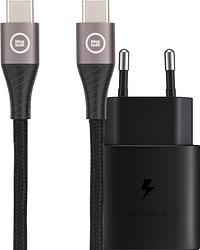 Foto van Samsung super fast charging oplader 25w + bluebuilt usb c naar usb c kabel 1,5m nylon