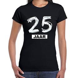 Foto van 25 jaar verjaardag cadeau t-shirt zwart voor dames xs - feestshirts