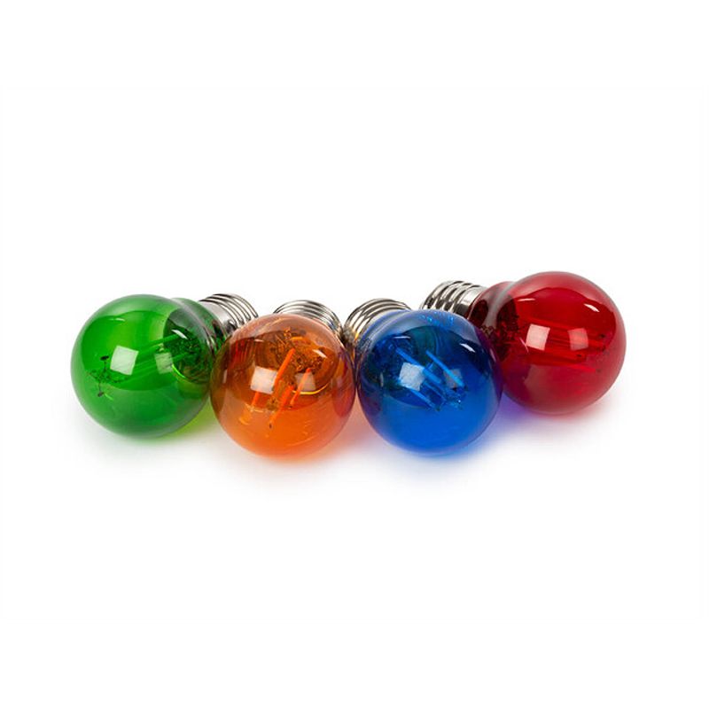 Foto van Set led-gloeilampen - g45 - gekleurd glas - 4 st. - rood - groen - blauw - oranje