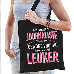 Foto van Gewone vrouw / journaliste cadeau tas zwart voor dames - feest boodschappentassen