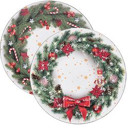 Foto van Christmas decoration kaarsenbord/onderbord - kerst- kunststof - d33 cm - kaarsenplateaus