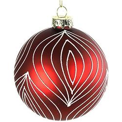 Foto van Non-branded kerstbal eline 12 cm glas rood/wit/goud