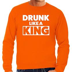 Foto van Drunk like a king sweater oranje voor heren - koningsdag truien xl - feesttruien