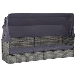 Foto van Vidaxl tuinbed met luifel 205x62 cm poly rattan grijs