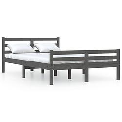 Foto van The living store houten bedframe - praktisch en decoratief - massief grenenhout - stabiel en comfortabel - grijs -