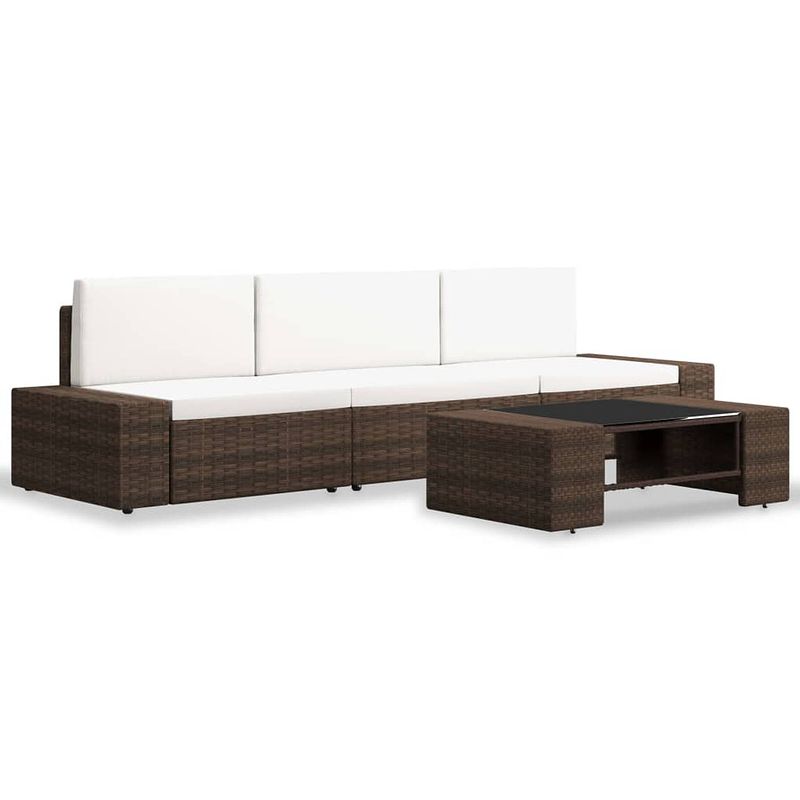 Foto van Infiori 4-delige loungeset poly rattan bruin