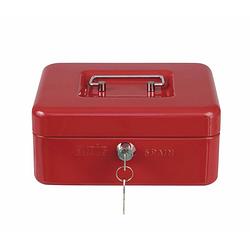 Foto van Amig geldkistje met 2 sleutels - rood - staal - 20 x 16 x 9 cm - inbraakbeveiliging  - geldkistjes