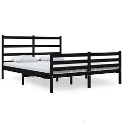 Foto van The living store klassiek houten bedframe - 195.5 x 126 x 100 cm - zwart