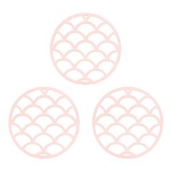Foto van Krumble siliconen pannenonderzetter rond met schubben patroon - roze - set van 3