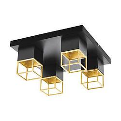 Foto van Eglo plafondlamp montebaldo 4-lichts - zwart/goud - leen bakker