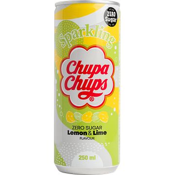 Foto van Chupa chups zero sugar sparkling lemon & lime blik 250ml bij jumbo