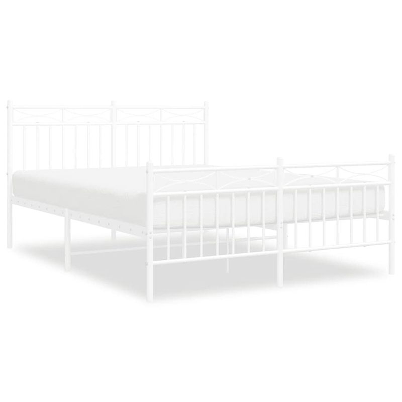 Foto van Vidaxl bedframe met hoofd- en voeteneinde??metaal wit 140x190 cm