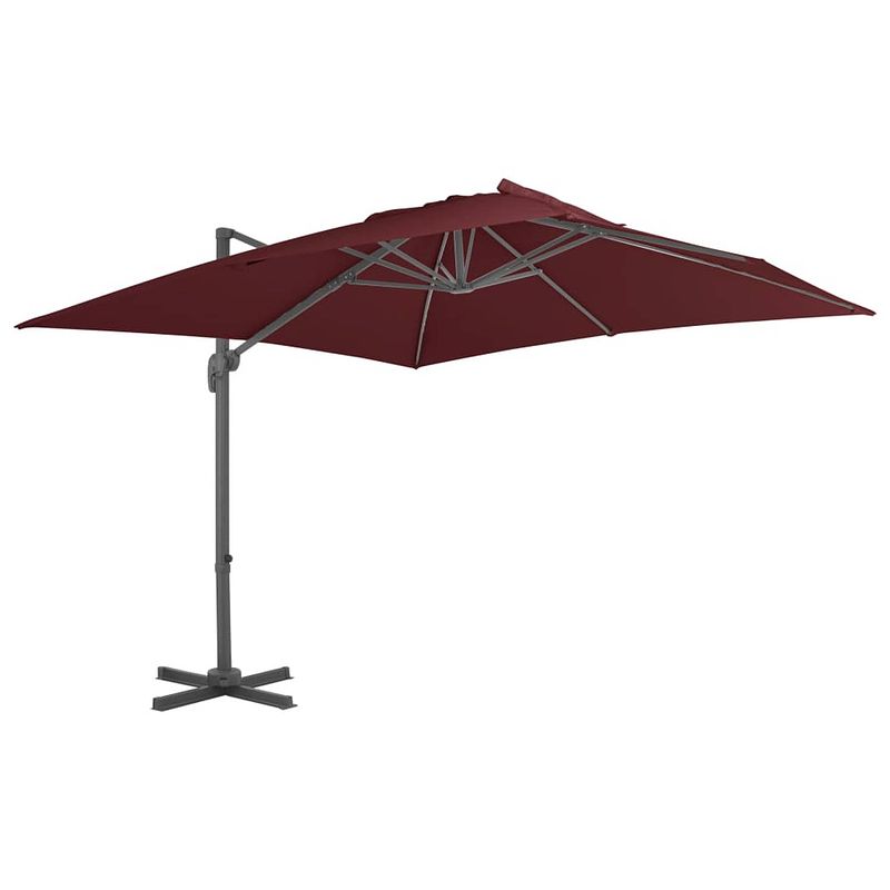 Foto van Vidaxl zweefparasol met aluminium paal 400x300 cm bordeauxrood