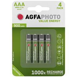 Foto van Agfaphoto hr03 oplaadbare aaa batterij (potlood) nimh 900 mah 1.2 v 4 stuk(s)