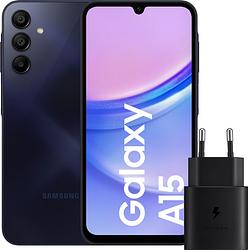 Foto van Samsung galaxy a15 128gb zwart 4g + samsung oplader 25 watt zwart