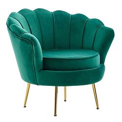 Foto van 24designs pearl fauteuil - groen velvet - goud metalen onderstel