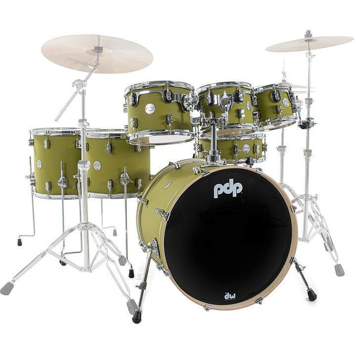 Foto van Pdp drums pd805484 concept maple finish ply satin olive 7d. shellset