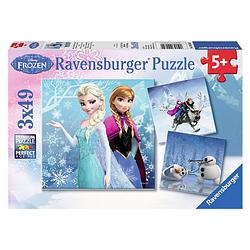 Foto van Ravensburger puzzel disney frozen avontuur in winterland - 3 x 49 stukjes