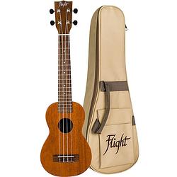 Foto van Flight heritage series lus-5 vintage satin sopraan ukelele met concert hals met gigbag