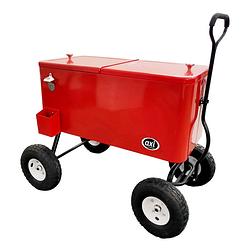 Foto van Axi bolderwagen cooler rood outdoor koeler op luchtbanden met 76l inhoud